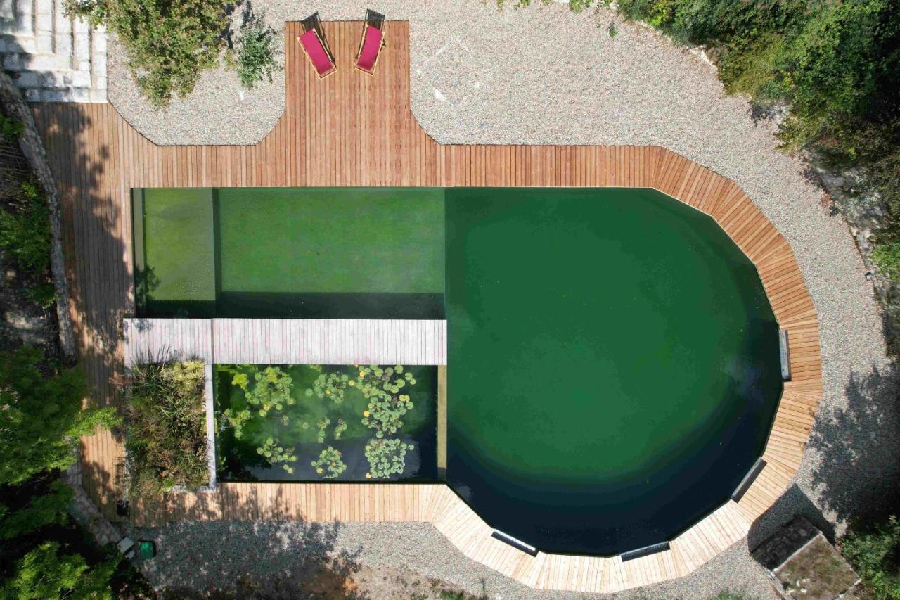 Maison Terre Les Cabanes De Fallot - Sauna Bain-Froid Piscine Naturelle L'isle-Bouzon Extérieur photo